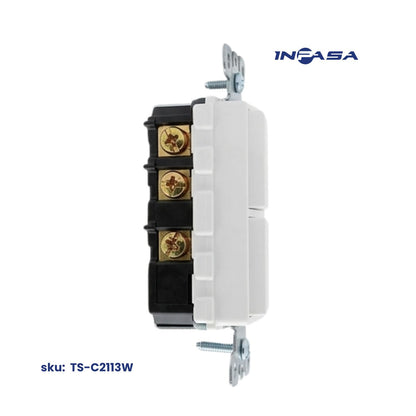Interruptor Doble Decora de 3 Vías Blanco 15A, 120-277V AC Inpasa