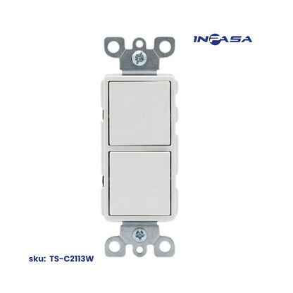 Interruptor Doble Decora de 3 Vías Blanco 15A, 120-277V AC Inpasa