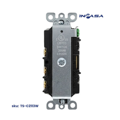 Interruptor Doble Decora de 3 Vías Blanco 15A, 120-277V AC Inpasa