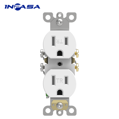Tomacorriente Doble C/TR 15A Color Blanco Inpasa