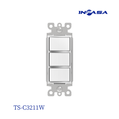 Interruptores Triple Decora de 15A y 120-277V AC. Blanco Inpasa