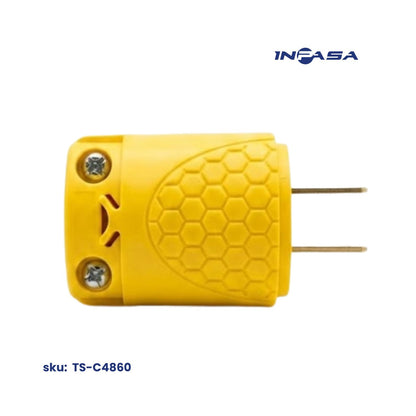 Conector Macho Eléctrico 2 pata 15A NEMA 1-15P color amarillo