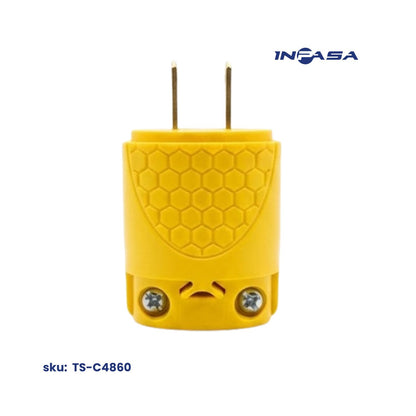 Conector Macho Eléctrico 2 pata 15A NEMA 1-15P color amarillo