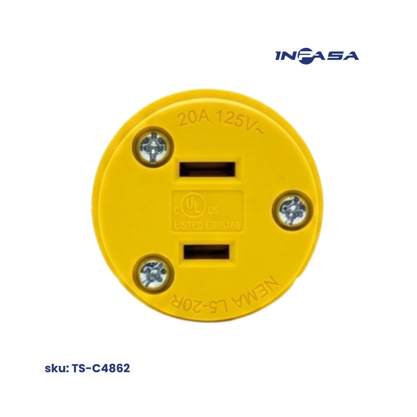 Conector Hembra Eléctrico 2 pata 15A NEMA 1-15R color amarillo