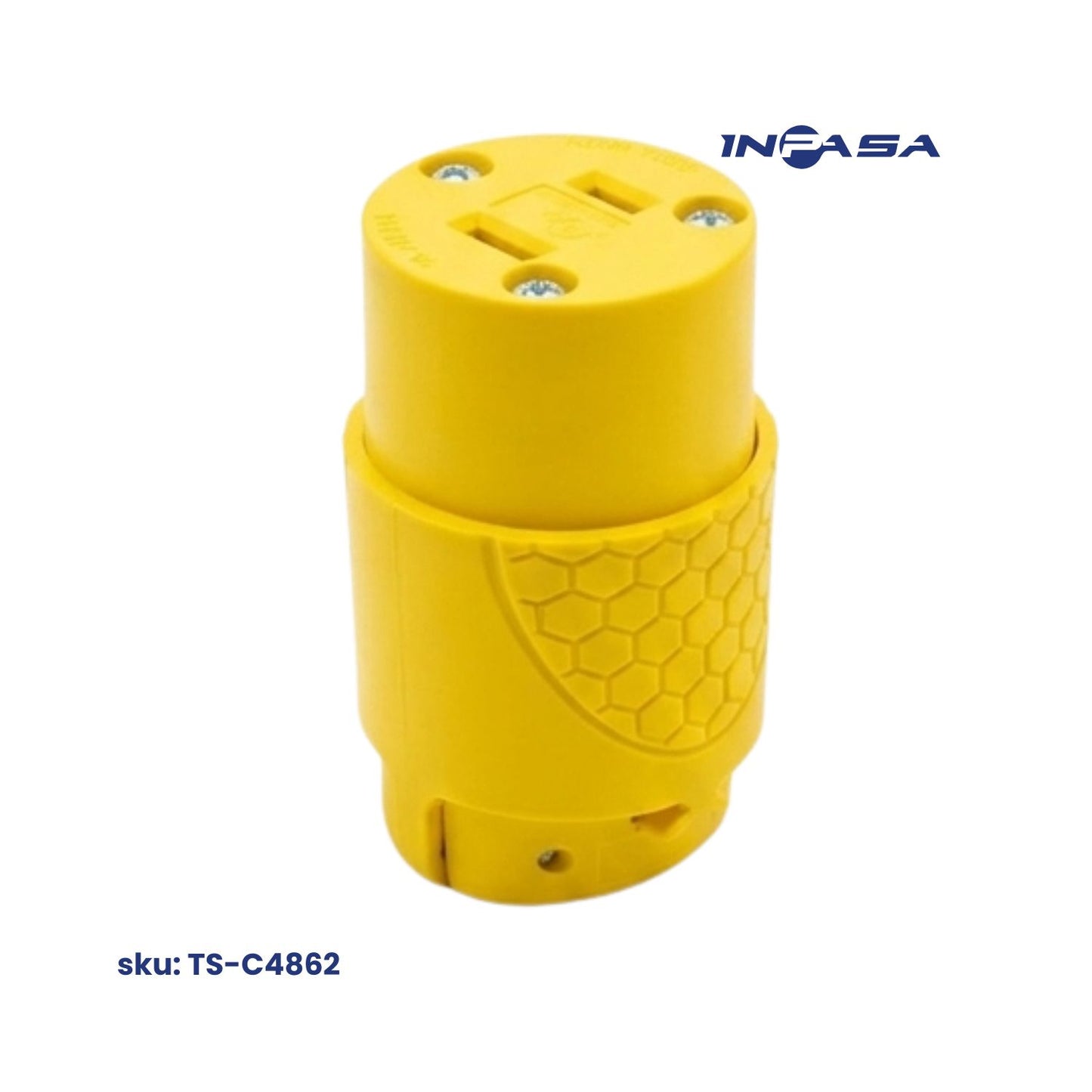 Conector Hembra Eléctrico 2 pata 15A NEMA 1-15R color amarillo