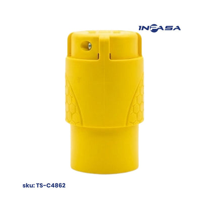 Conector Hembra Eléctrico 2 pata 15A NEMA 1-15R color amarillo