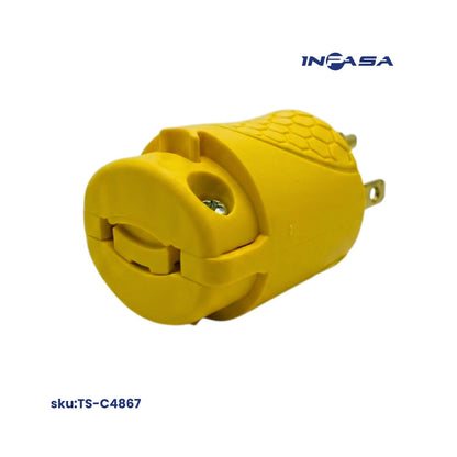 Conector Macho Eléctrico 3 pata 15A NEMA 5-15P color amarillo