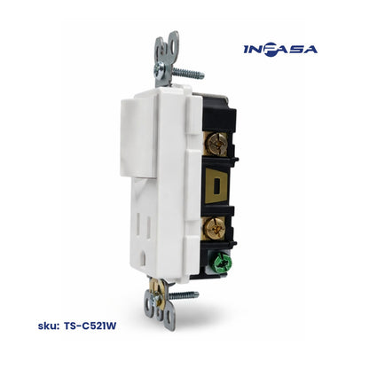 Interruptor Decora y Tomacorriente Simple de 15A