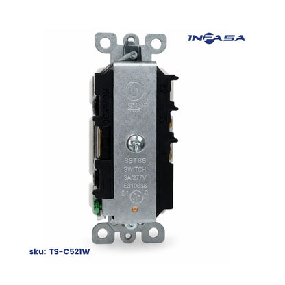 Interruptor Decora y Tomacorriente Simple de 15A