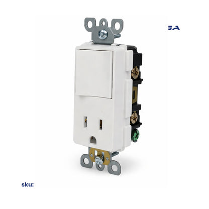 Interruptor Decora y Tomacorriente Simple de 15A