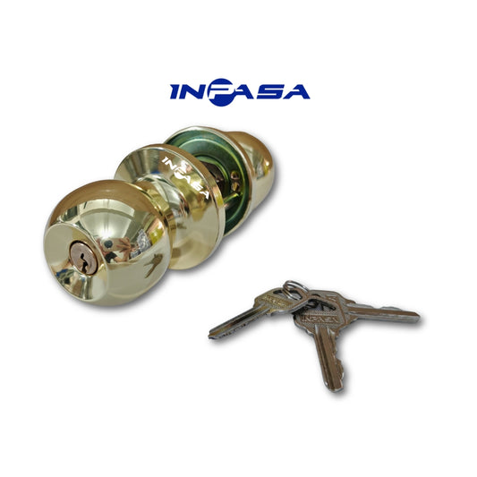 CERRADURA DE POMO TUBULAR DORADO ENTRADA