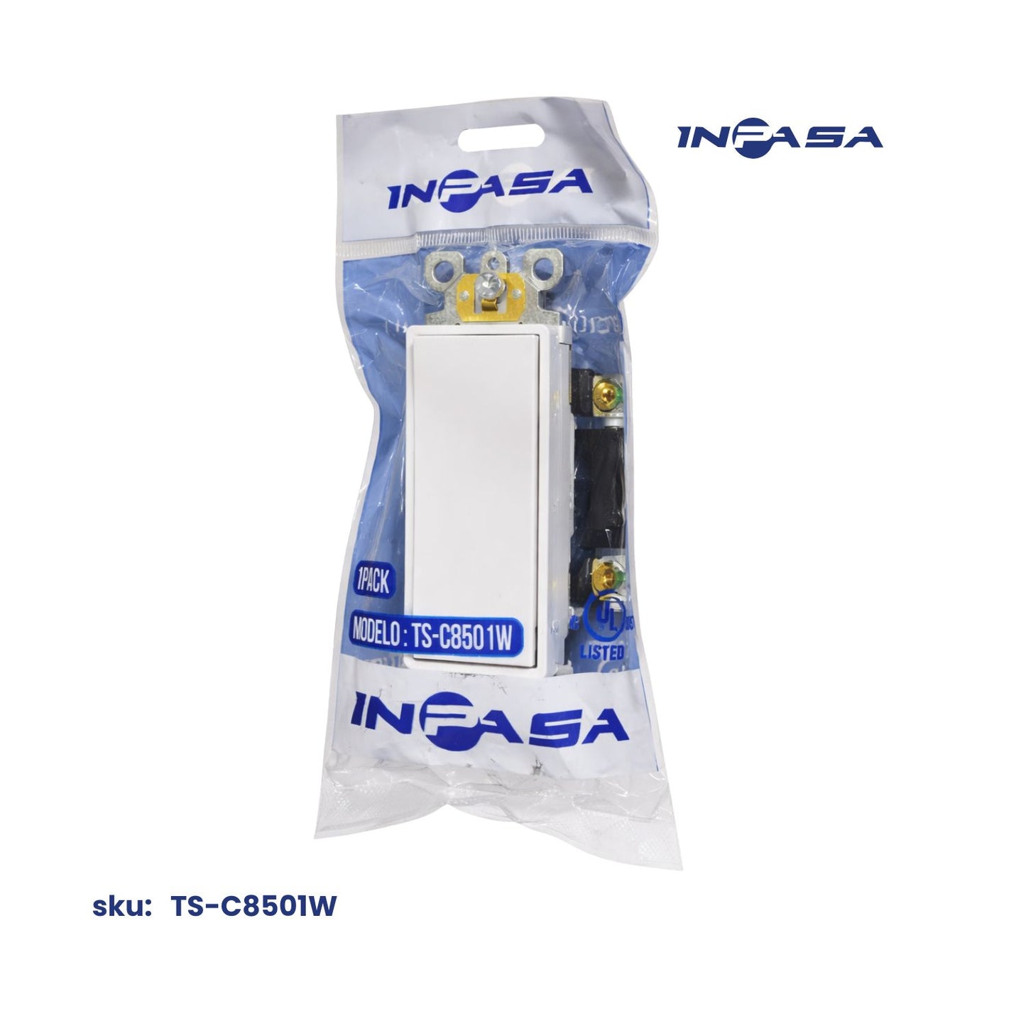 Interruptor Decora Sencillo, 15A Blanco Inpasa