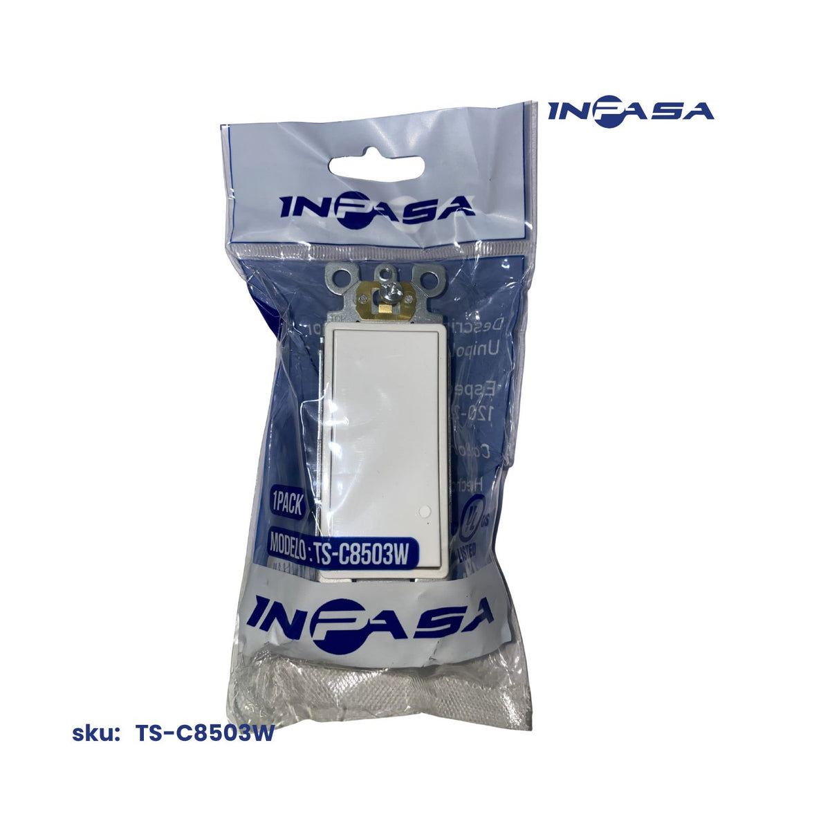 Interruptor Decora de 3 Vías, 15A, AC, Inpasa Blanco