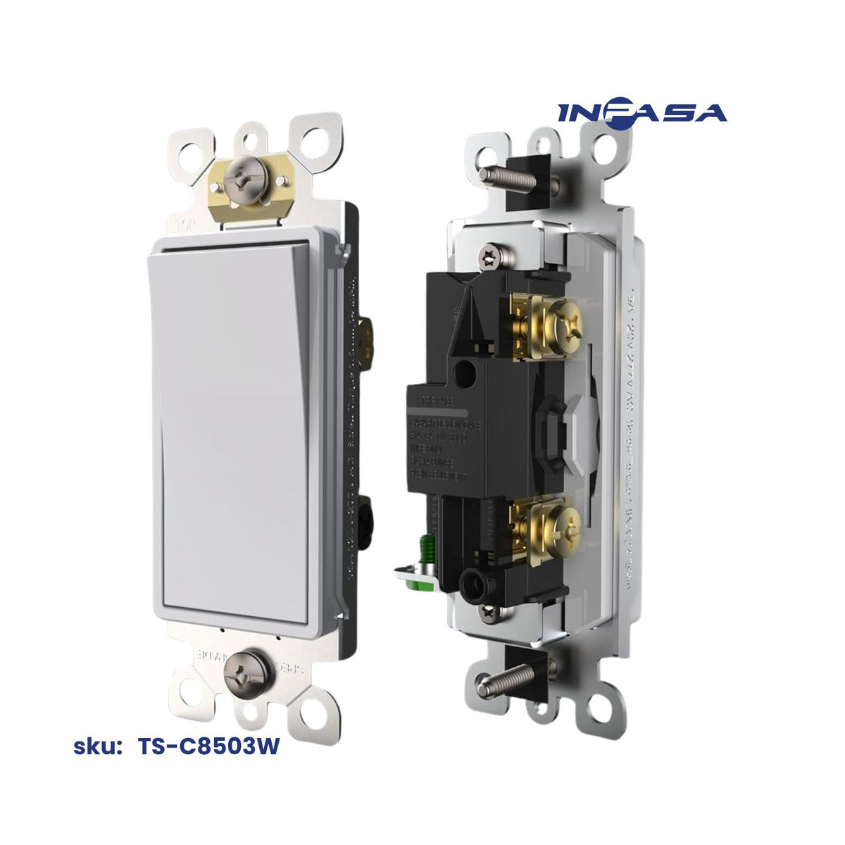 Interruptor Decora de 3 Vías, 15A, AC, Inpasa Blanco