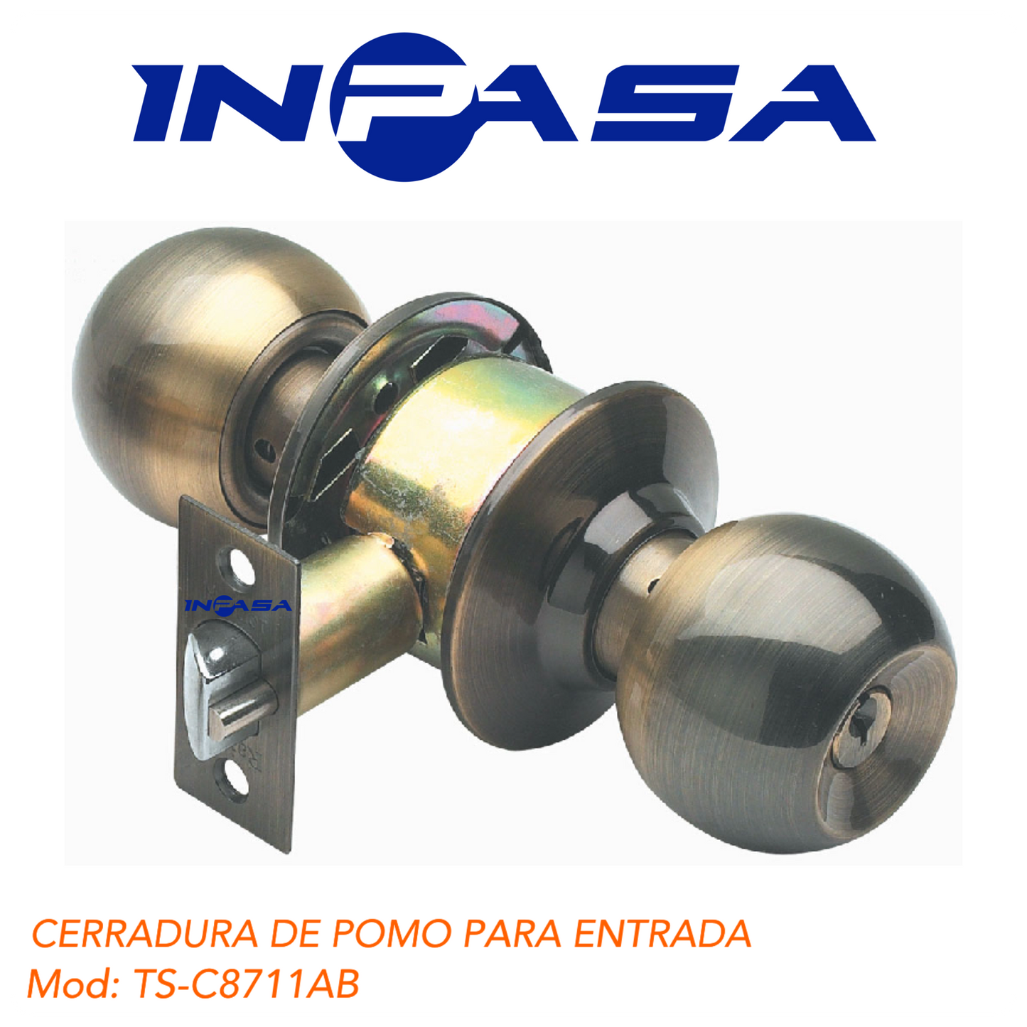 CERRADURA DE POMO LATON ANTIGUO ENTRADA