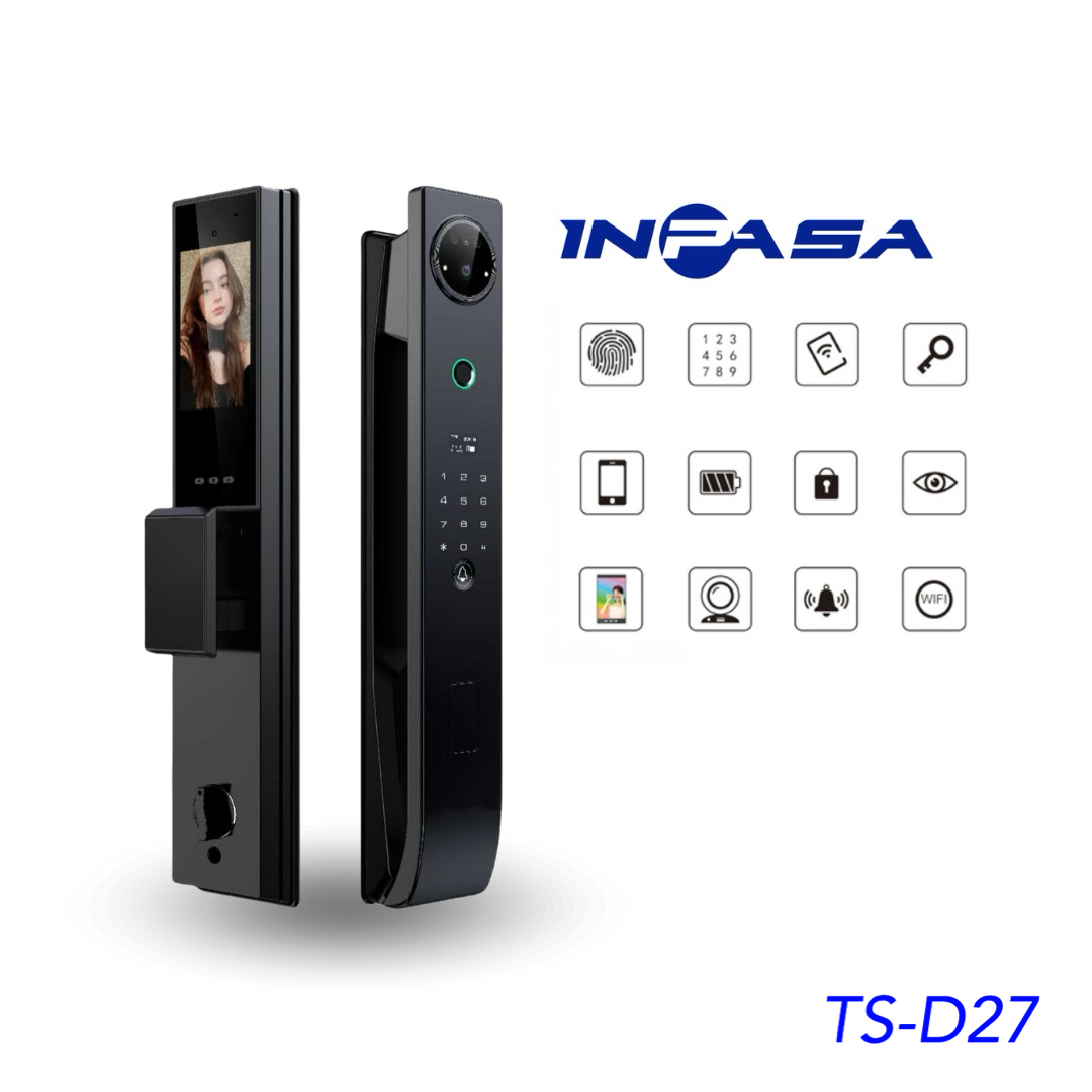 Cerradura Inteligente Inpasa D27 smart lock con huella digital y pantalla