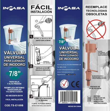 Válvulas para Tanque Inodoro Tipo Fluidmaster