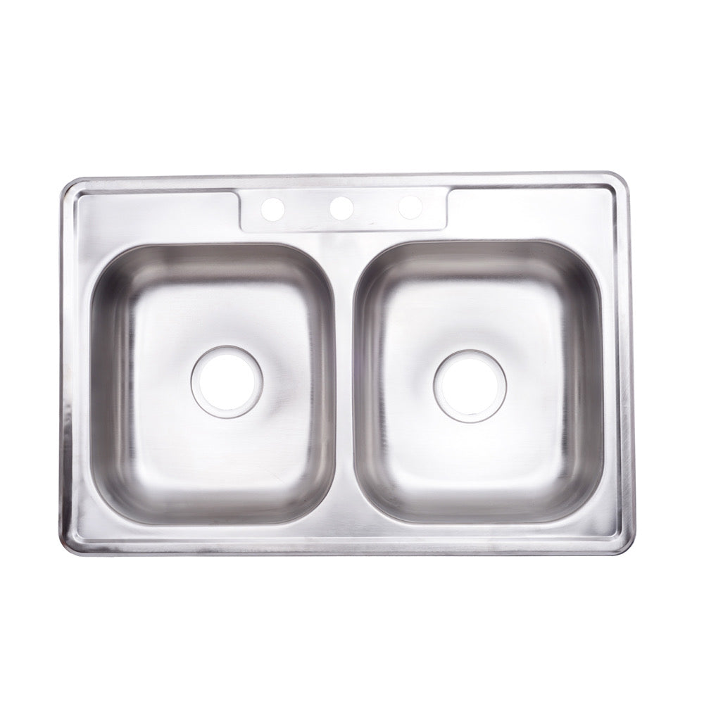 FREGADOR DOBLE INOXIDABLE 33"X19"
