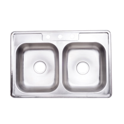 FREGADOR DOBLE INOXIDABLE 33"X19"