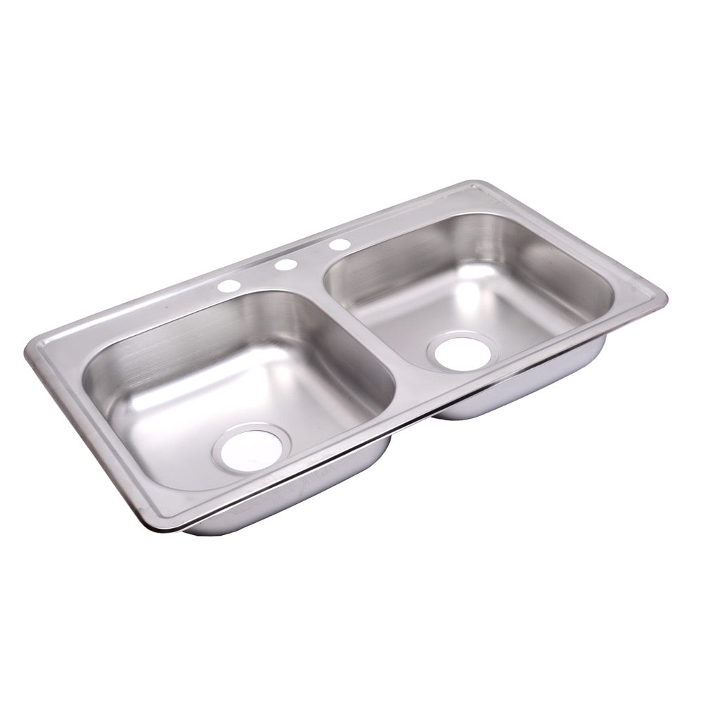 FREGADOR DOBLE INOXIDABLE 33"X19"