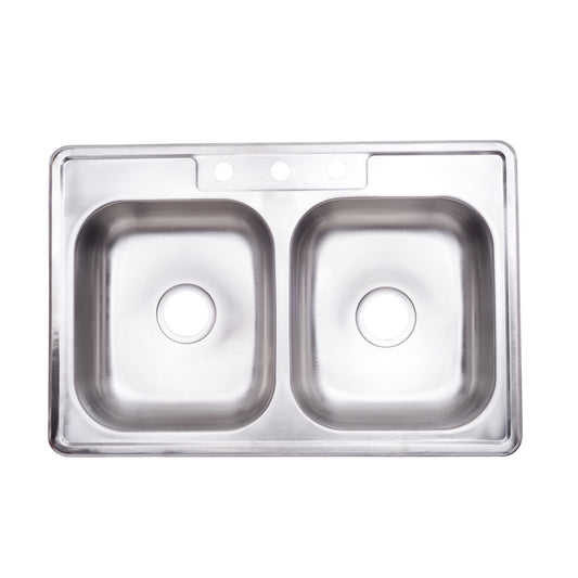 FREGADOR DOBLE INOXIDABLE 33"X22"