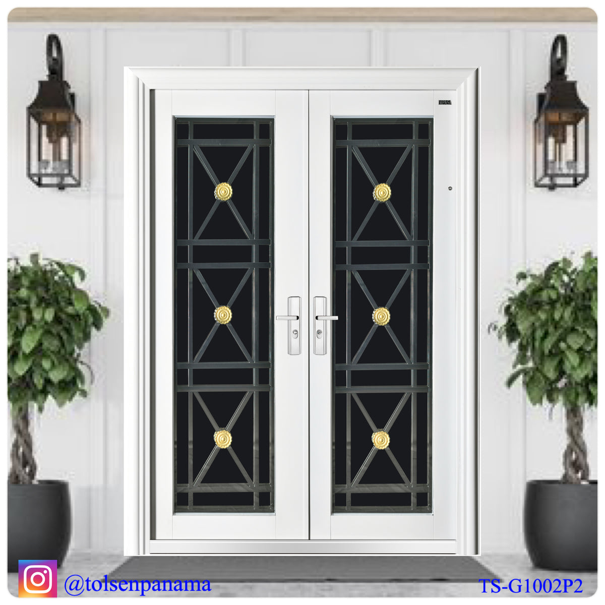 Puerta Multipunto de Seguridad de Dos Paños con Cristal Completo – Color Blanco (Derecha)
