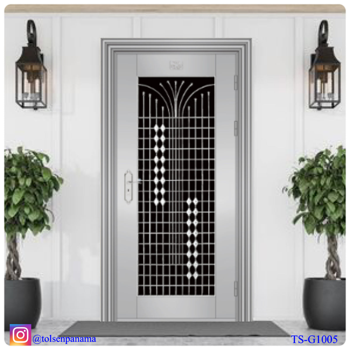 Puerta Multipunto de Seguridad de Acero Inoxidable con Cristal Completo (Derecha)