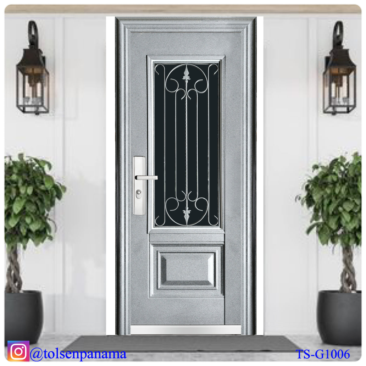 Puerta Multipuntos de Lujo con Cristal Superior – Color Negro, Un Paño (Derecha)