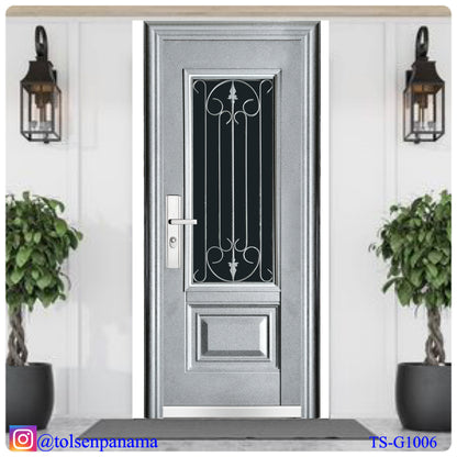 Puerta Multipuntos de Lujo con Cristal Superior – Color Negro, Un Paño (Derecha)