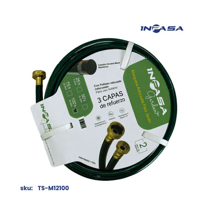 Manguera Reforzada para Jardín de 1/2" x 100' Inpasa