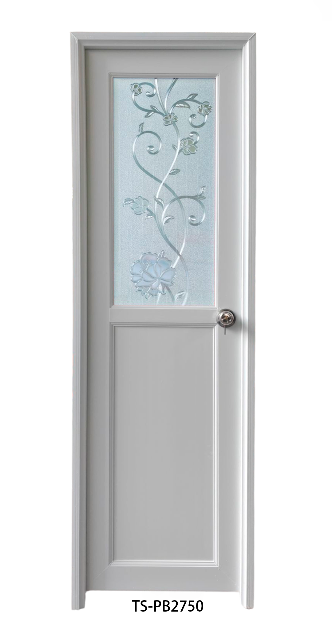 Puerta de Baño PVC 2'×7' – Blanca con Diseño Flores y Enredaderas (Izquierda)