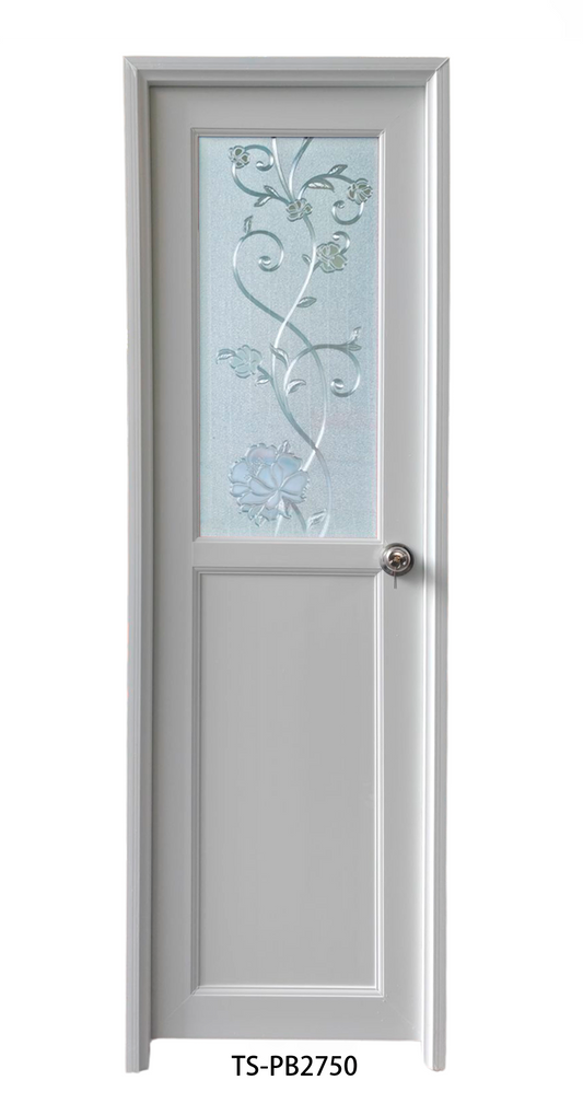 PUERTA DE BAÑO PVC 2'X7' BLANCA DER.FLORES