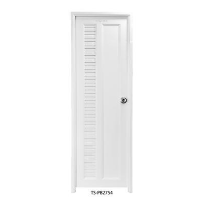 Puerta de Baño PVC 2'×7' – Blanca con Persiana de Ventilación (Izquierda)