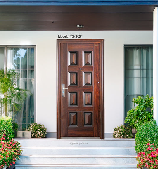 Puerta Multipunto de Seguridad – Color Wengué IZQ.