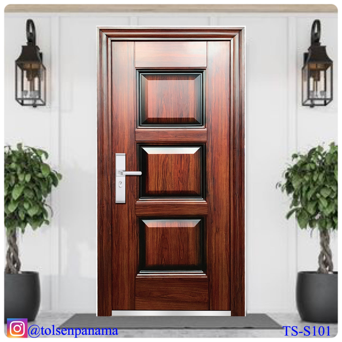 Puerta de Seguridad Multipuntos Caoba TS-S101R Derecho