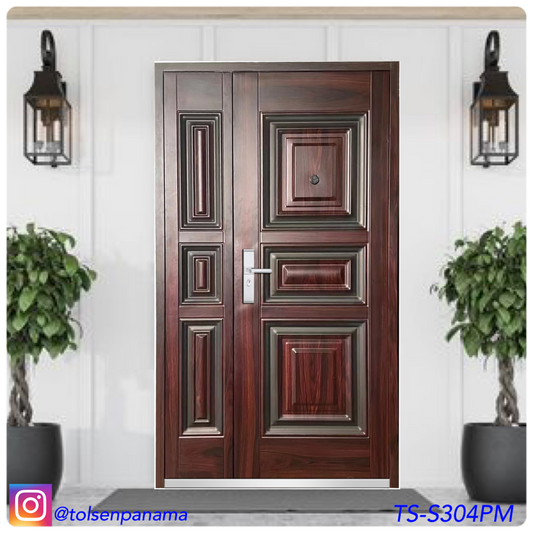 Puerta de Seguridad Multipunto Caoba Paño y Medio IZQ.