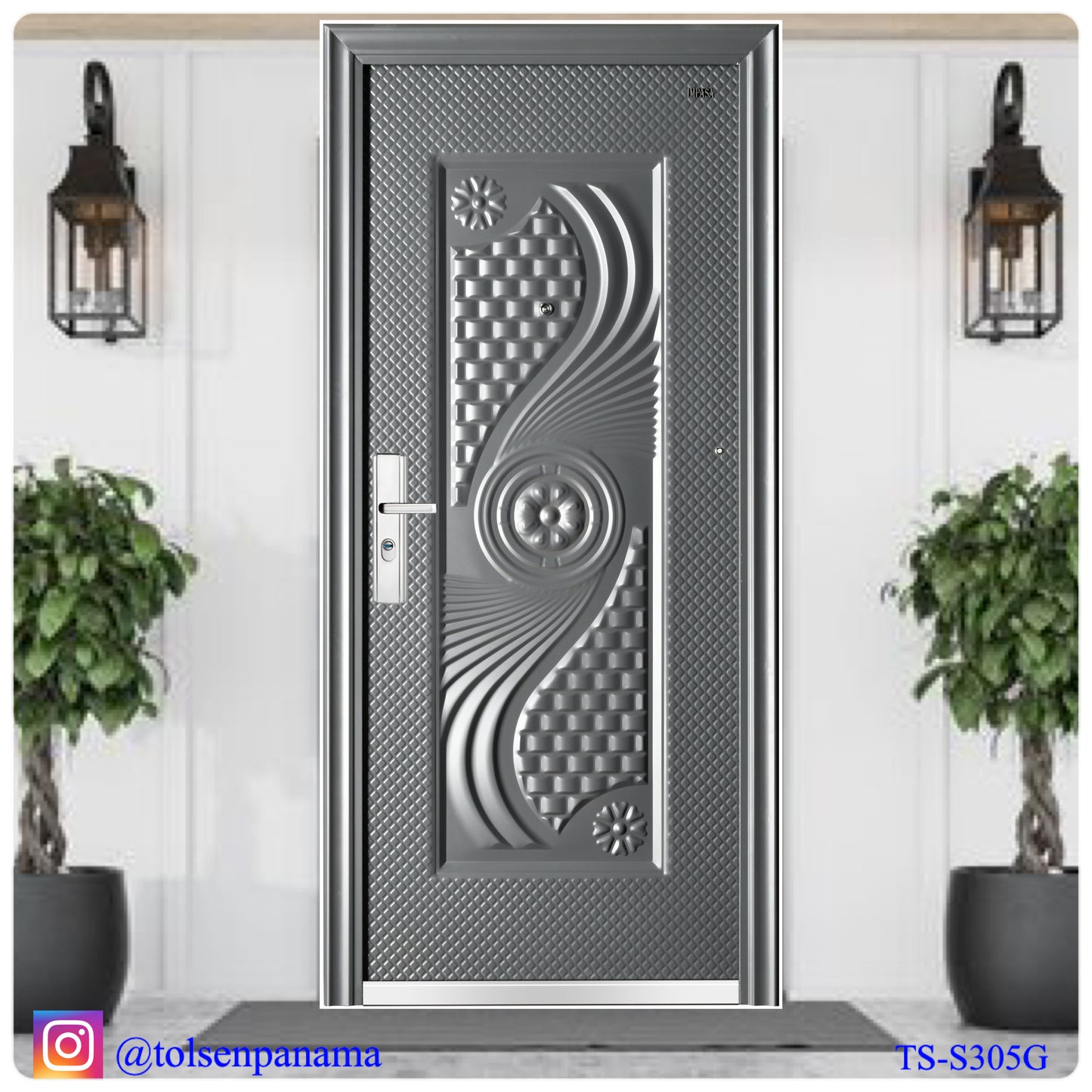 Puerta de Seguridad Multipuntos – Color Negro, Diseño en Forma de S (Derecha)