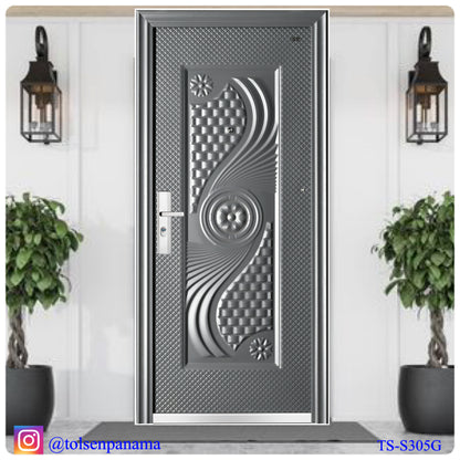 Puerta de Seguridad Multipuntos – Color Negro, Diseño en Forma de S (Derecha)