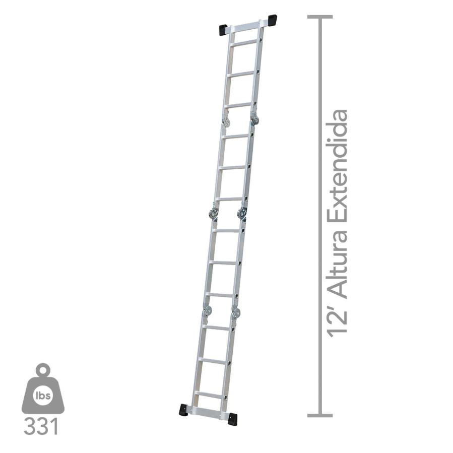 ESCALERA MULTIPOSICION DE ALUMINIO 12'