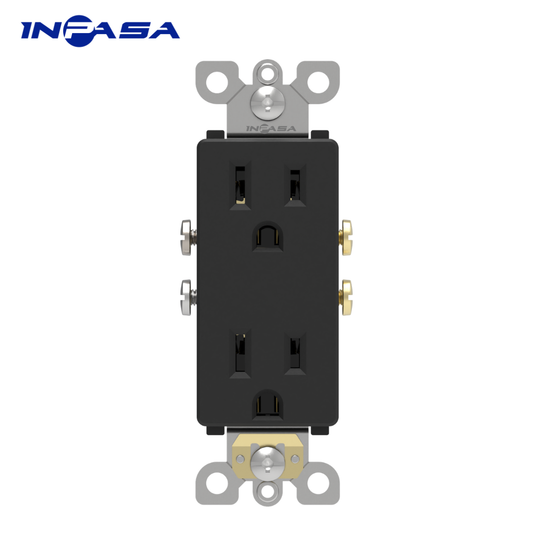 Tomacorriente Doble Decora 15A Color Negro Mate Inpasa