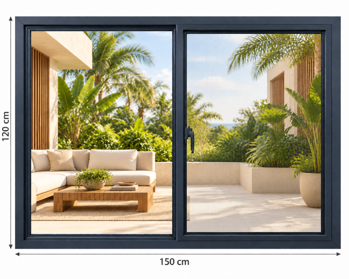 Ventana Upvc Perfil Gris Oscuro 120x150cm Inpasa