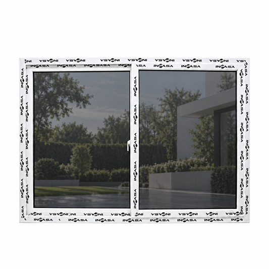 Ventana de Upvc Blanca con Vidrio Polarizado 120x150cm Inpasa