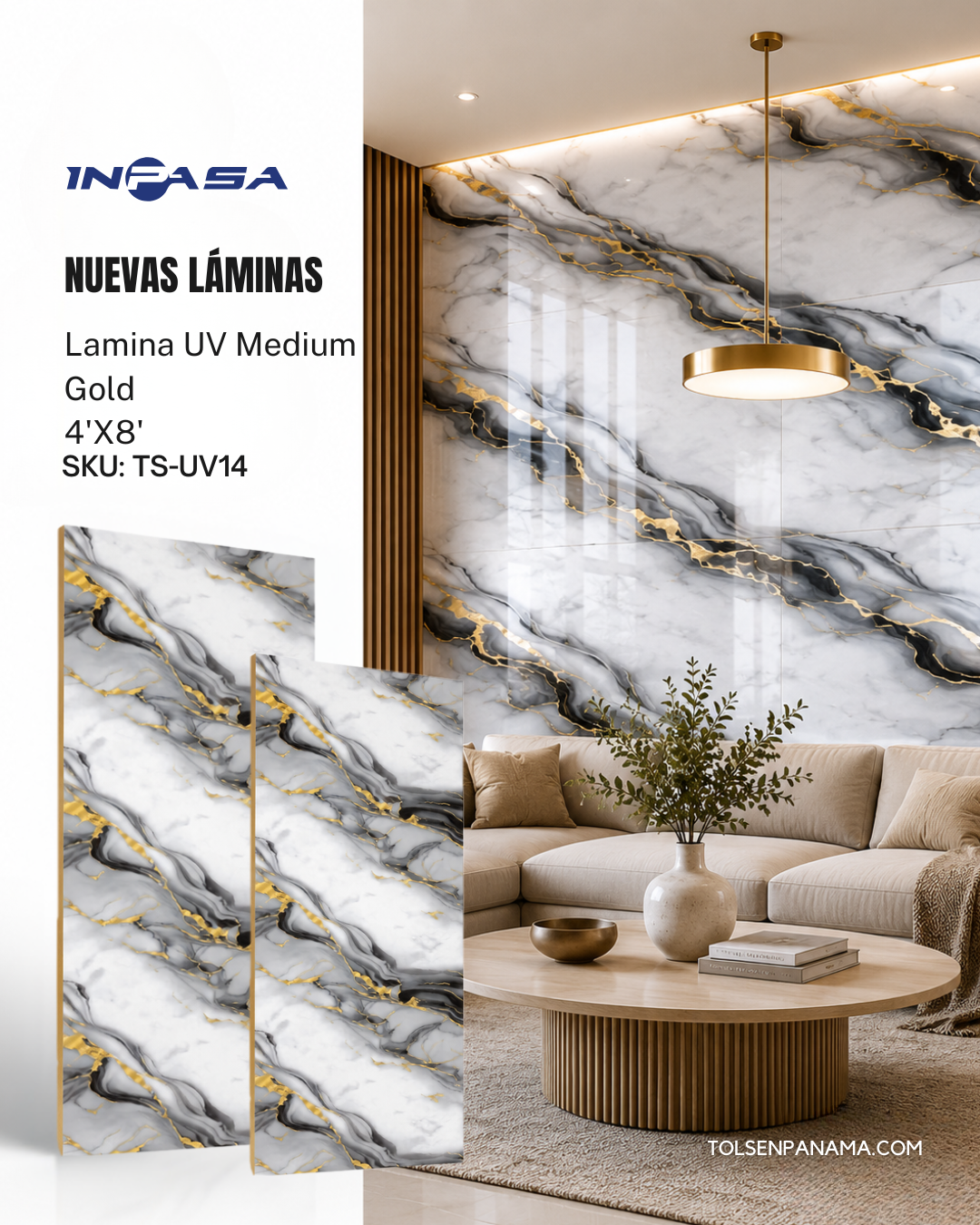 Lamina UV Medium Grey Gold 4'X8'