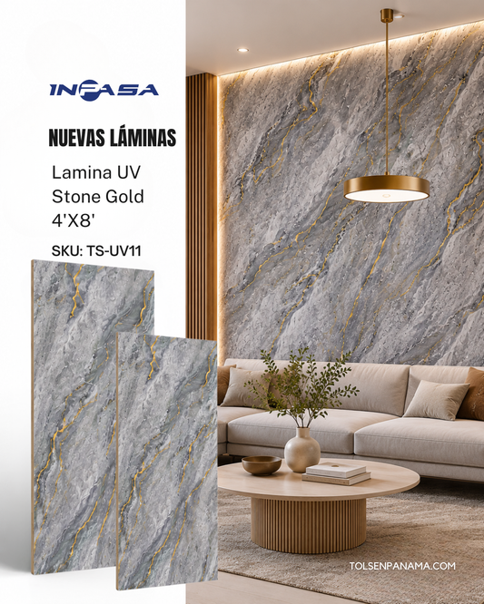 Lamina UV Stone Gold 4'X8'